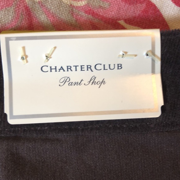 CHARTER CLUB Size 14 Short Corduroy Tummy Slim Panel Chocolate Brown Stretch NEW - Picture 9 of 16